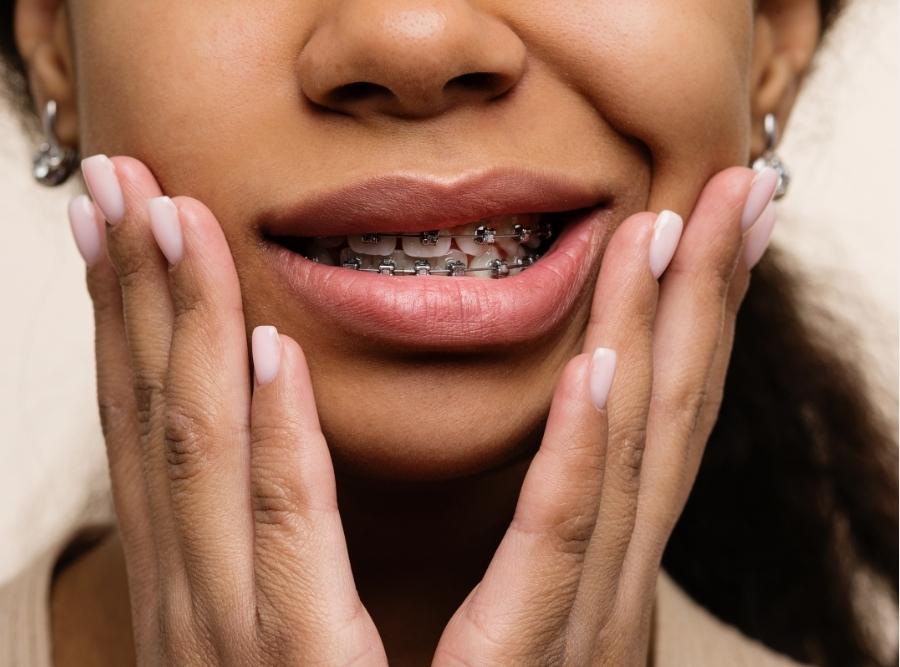 adult with orthodontic braces